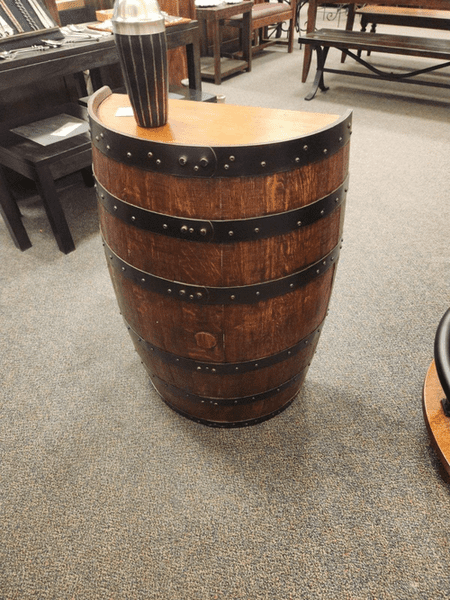 William Sheppee Authentic Unique Rustic Shooter's Bar Half Barrel - 1st Choice Furniture Direct