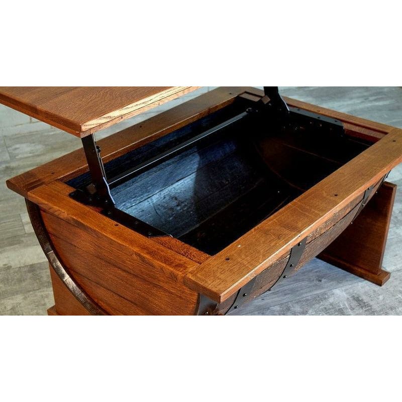 William Sheppee Shooter's Whiskey Half Barrel Coffee Table w/ Lift Top - SHO126 - 1st Choice Furniture Direct