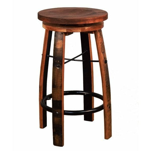 Whiskey barrel leather online bar stool