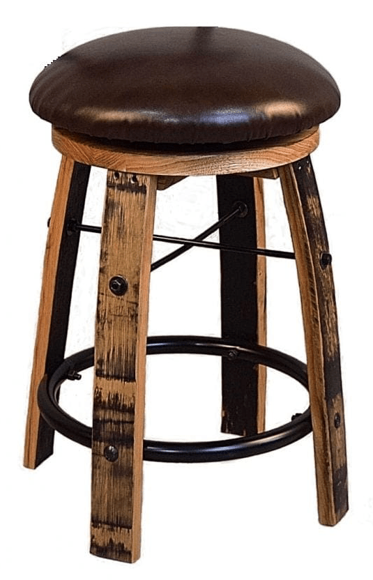 WILLIAM Sheppee USA Counter Stool Vintage Whiskey Barrel Stave Swivel Bar Stools Amish Handcrafted in USA