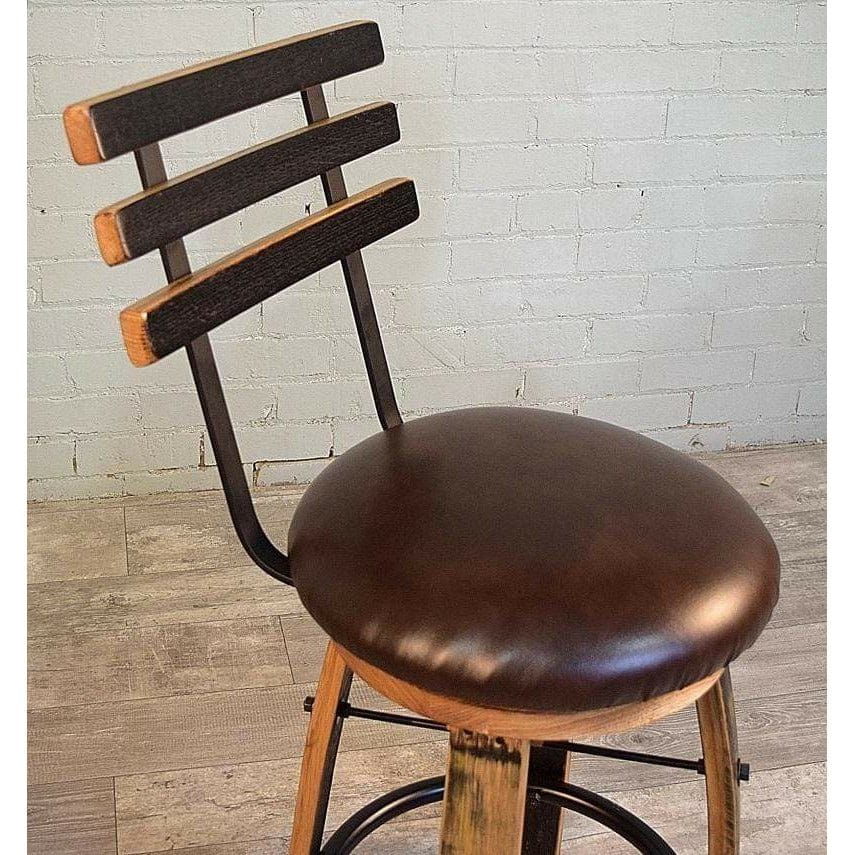 WILLIAM Sheppee USA Counter Stool William Sheppee Shooter's Whiskey Barrel Upholstered Swivel Counter/ Bar Stool w/Back- SHO111
