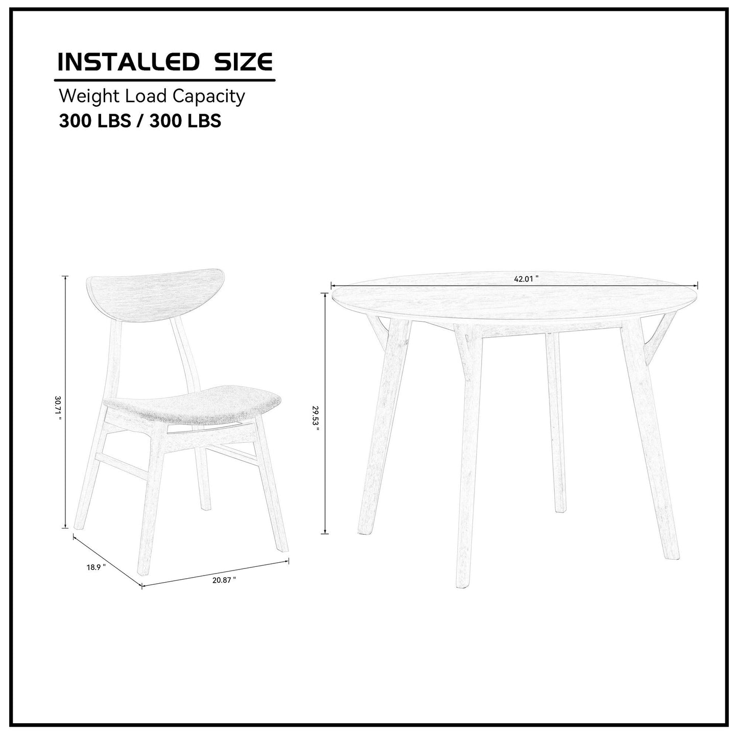 Wooden Dining Table Set, Modern Simple Design Round Kitchen Table and Fabric Upholstered Dining Chairs for Dining Room, Kitchen, Saving Space(1 Table with 4 Chairs),Black - 1st Choice Furniture Direct