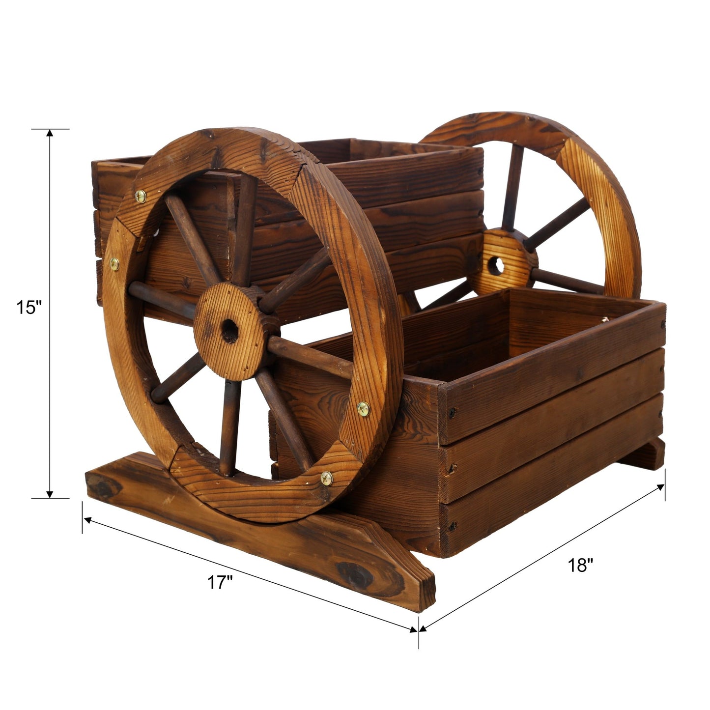 Wooden Wagon Planter Box, Garden Planter with Wheels,Decorative Planter for Flowers Herbs Vegetables for Indoor & Outdoor Décor,Wooden Flower Cart for Patio Garden Balcony Decoration. - 1st Choice Furniture Direct