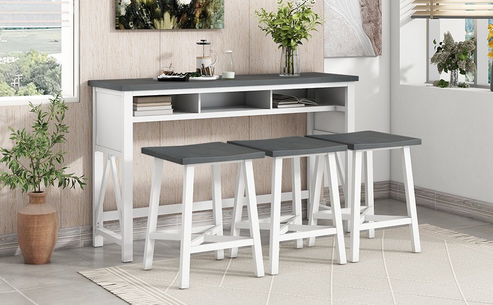 1st Choice Modern Counter Height 4-Piece Dining Table Set with 3 Stool