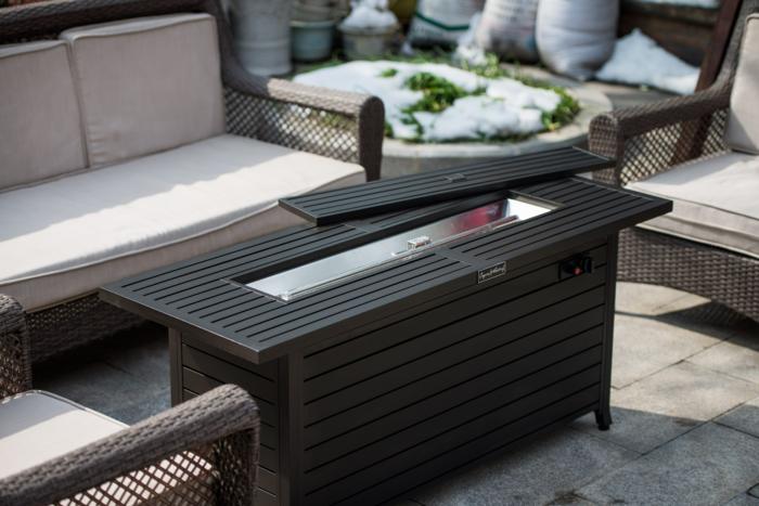 1st Choice 57-in Aluminum Rectangular Outdoor Gas Propane Fire Pits Table
