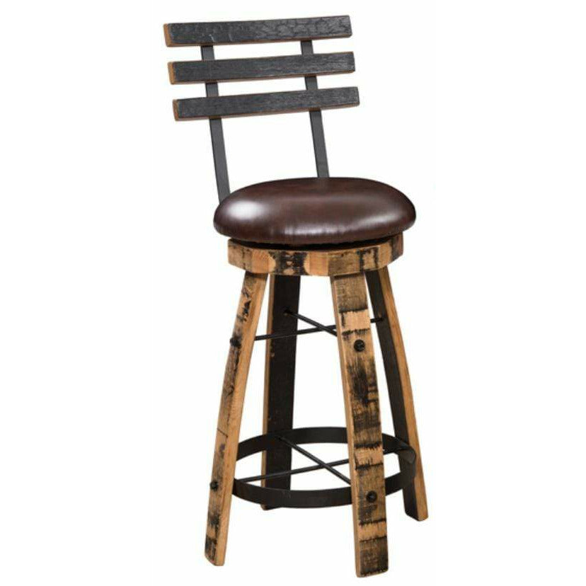 WILLIAM Sheppee USA Shooter's Bar William Sheppee Whiskey Barrel 36" Counter Height Comes With 5 Barstools, Black