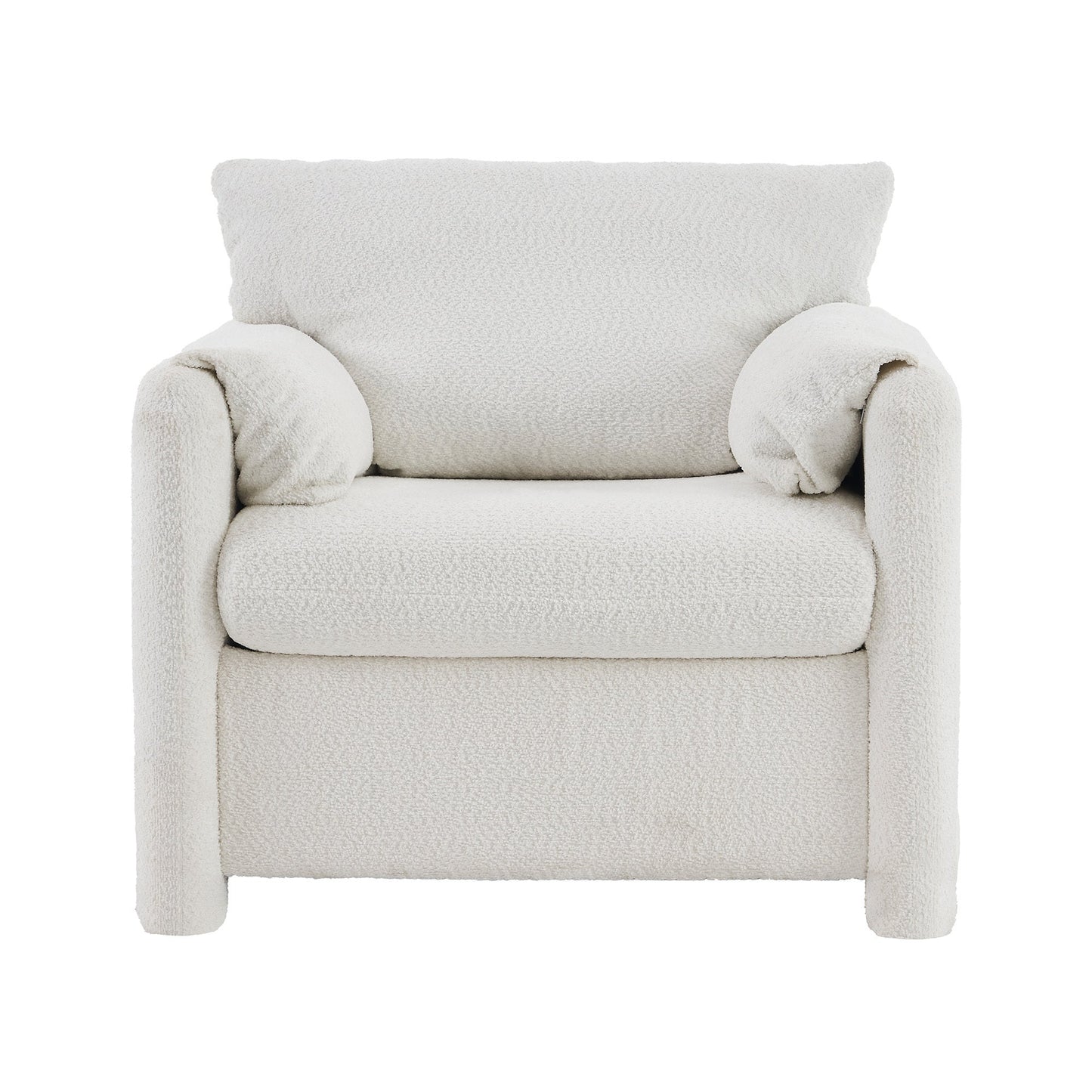 002 Fixed - Modern Accent Chair Single Seater - Plush Chenille Lounge Chair with High - Resilience Cushion, Compact Reading Chair for Living Room, Bedroom, Dorm Room & Apartment - Armchair, Ivory White - 1st Choice Furniture Direct
