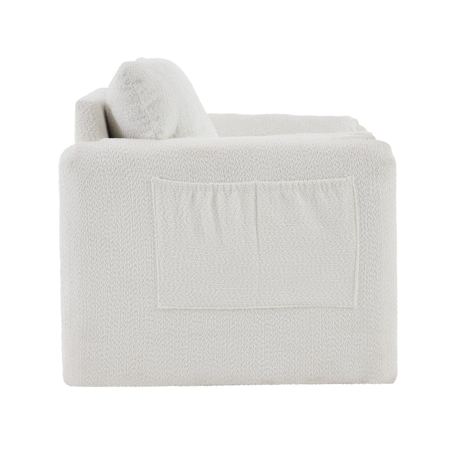 002 Fixed - Modern Accent Chair Single Seater - Plush Chenille Lounge Chair with High - Resilience Cushion, Compact Reading Chair for Living Room, Bedroom, Dorm Room & Apartment - Armchair, Ivory White - 1st Choice Furniture Direct