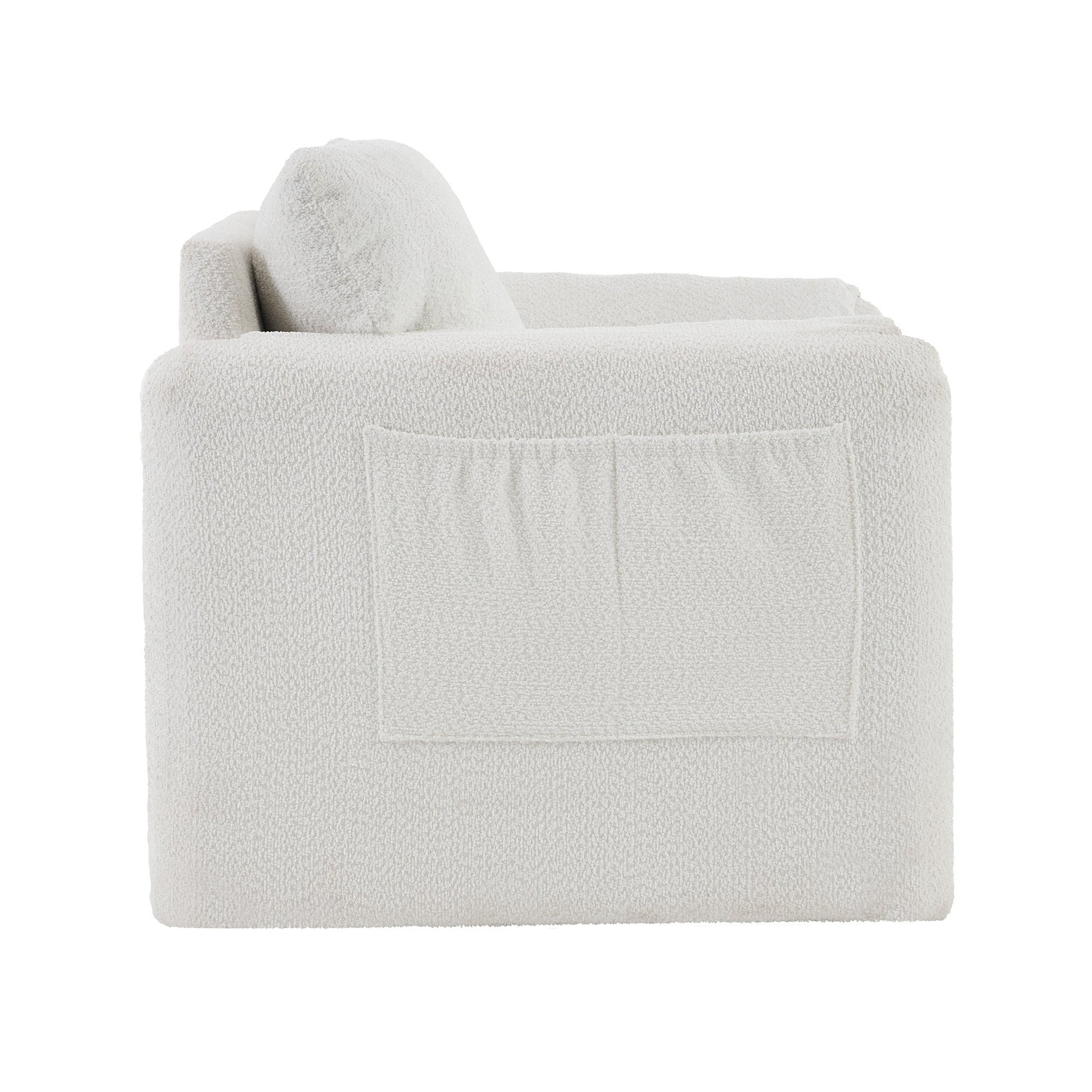 002 Fixed - Modern Accent Chair Single Seater - Plush Chenille Lounge Chair with High - Resilience Cushion, Compact Reading Chair for Living Room, Bedroom, Dorm Room & Apartment - Armchair, Ivory White - 1st Choice Furniture Direct