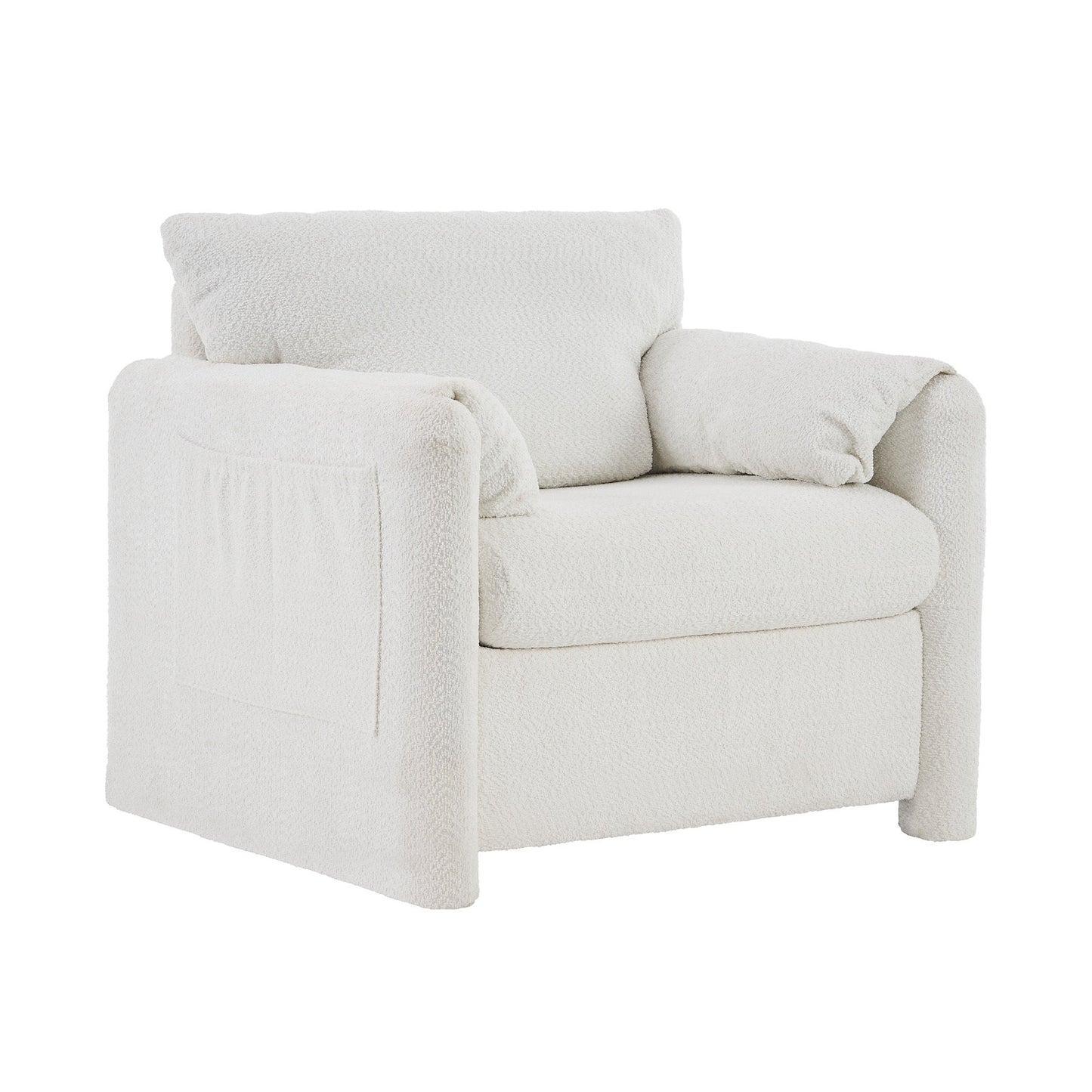 002 Fixed - Modern Accent Chair Single Seater - Plush Chenille Lounge Chair with High - Resilience Cushion, Compact Reading Chair for Living Room, Bedroom, Dorm Room & Apartment - Armchair, Ivory White - 1st Choice Furniture Direct
