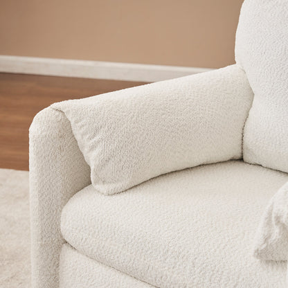 002 Fixed - Modern Accent Chair Single Seater - Plush Chenille Lounge Chair with High - Resilience Cushion, Compact Reading Chair for Living Room, Bedroom, Dorm Room & Apartment - Armchair, Ivory White - 1st Choice Furniture Direct