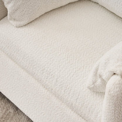 002 Fixed - Modern Accent Chair Single Seater - Plush Chenille Lounge Chair with High - Resilience Cushion, Compact Reading Chair for Living Room, Bedroom, Dorm Room & Apartment - Armchair, Ivory White - 1st Choice Furniture Direct