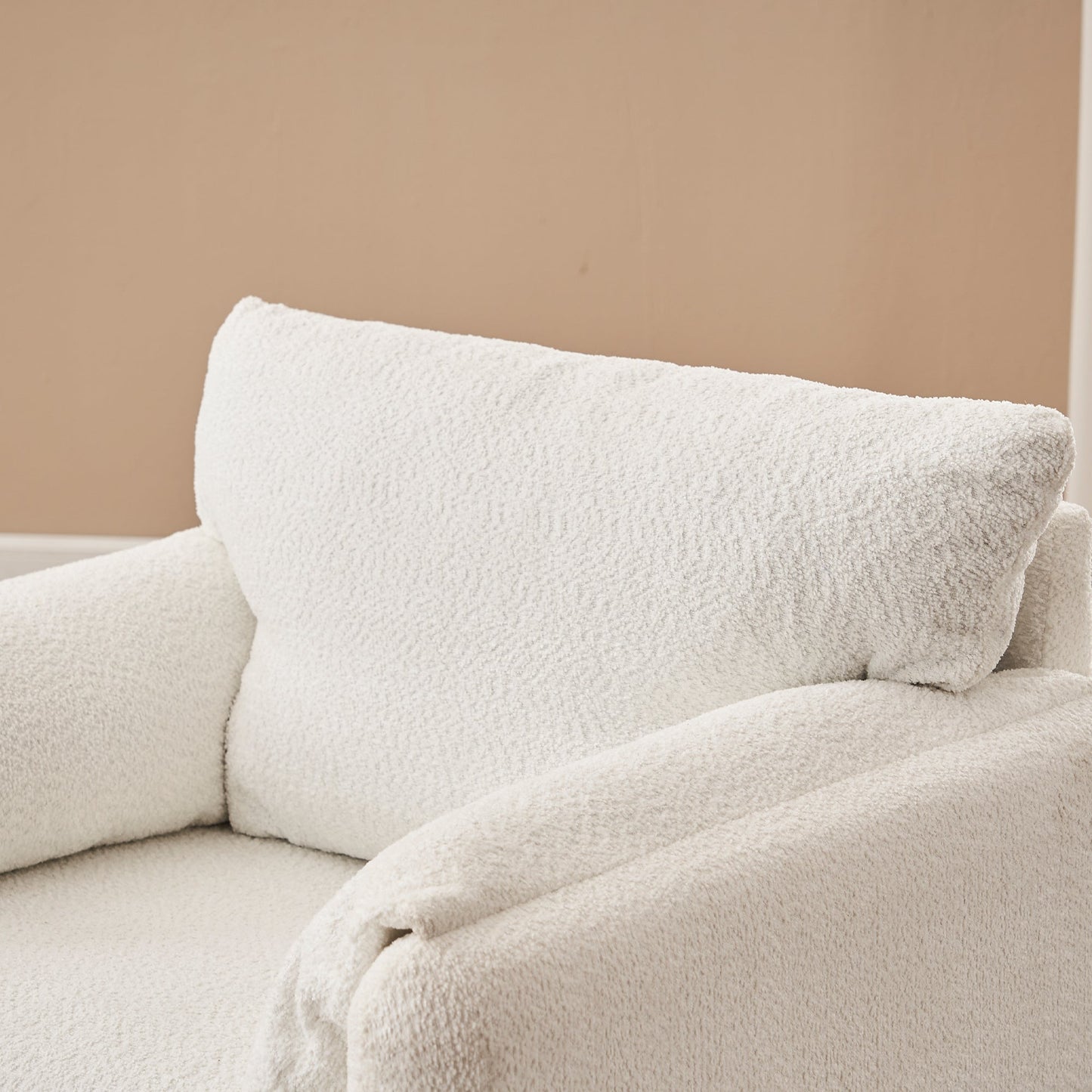 002 Fixed - Modern Accent Chair Single Seater - Plush Chenille Lounge Chair with High - Resilience Cushion, Compact Reading Chair for Living Room, Bedroom, Dorm Room & Apartment - Armchair, Ivory White - 1st Choice Furniture Direct