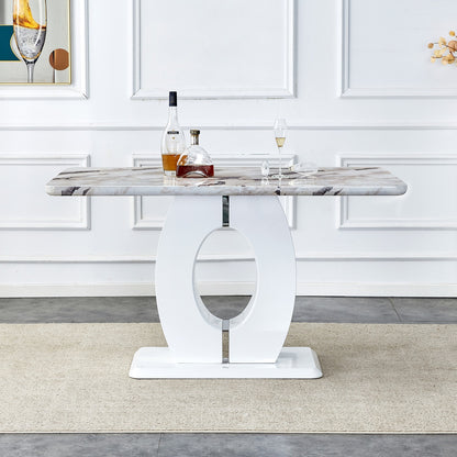 1st Choice Sleek White Marble-Effect Table