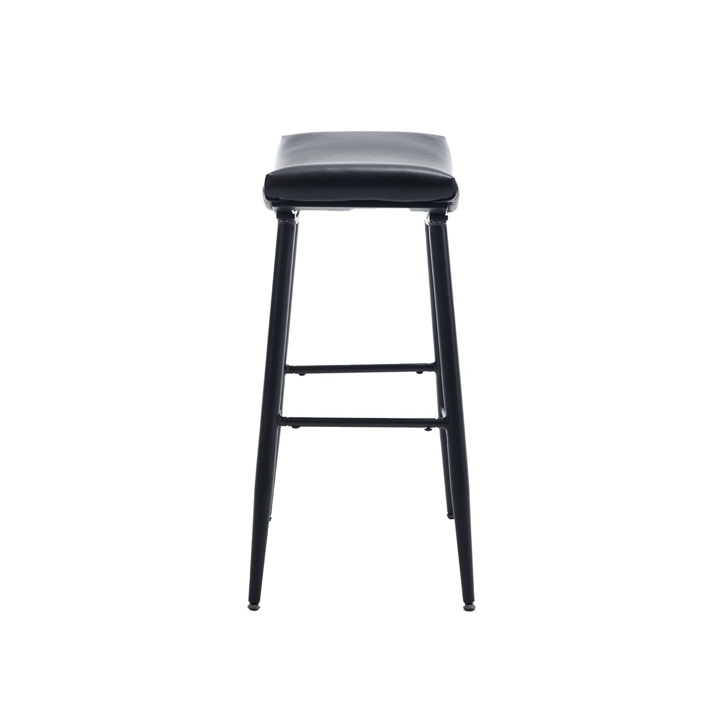 Bar Stools Set of 2 Armless Counter Low Bar Stools Without Back Modern PU Leather Stools with Metal Leg and Footrest ,Black