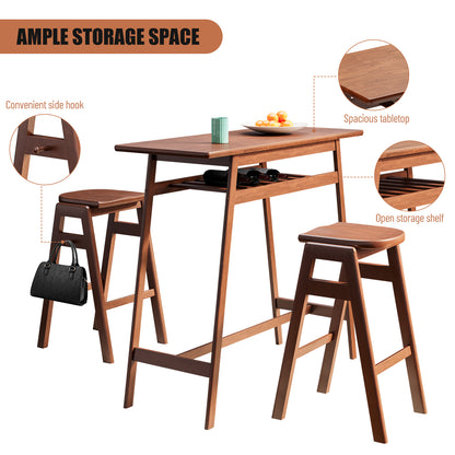 1st Choice 3-Piece Pub Dining Set - Retro Bar Table & Stackable Stools