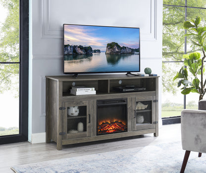 1st Choice Modern Farmhouse TV Stand with Electric Fireplace Fit up to 65" in Grey