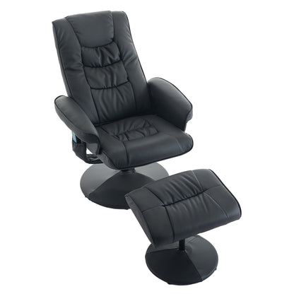 015-Recliner Chair with Ottoman - 360° Swivel Massage Lounge Chair with 5-Point Vibration & Heated Seat, 140° Adjustable PU Leather Recliner for Living Room, Home Theater or Office, Black - 1st Choice Furniture Direct