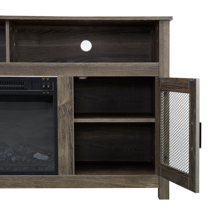 1st Choice Modern Farmhouse TV Stand with Electric Fireplace Fit up to 65" in Grey