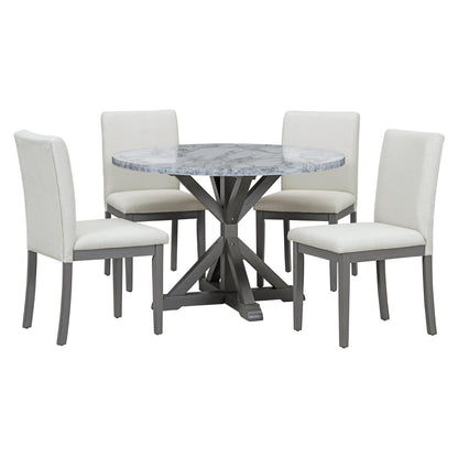 1st Choice 5-Piece Style Dining Table Set with 4 Upholstered Chairs