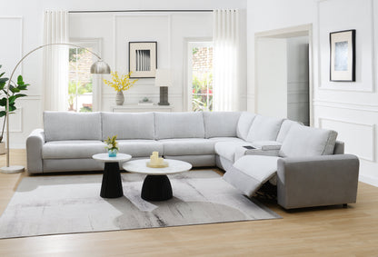 6-Piece Gray Modular Sectional Sofa with Wireless Charging