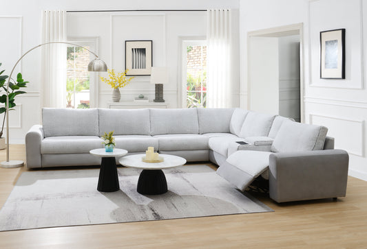 6-Piece Gray Modular Sectional Sofa with Wireless Charging