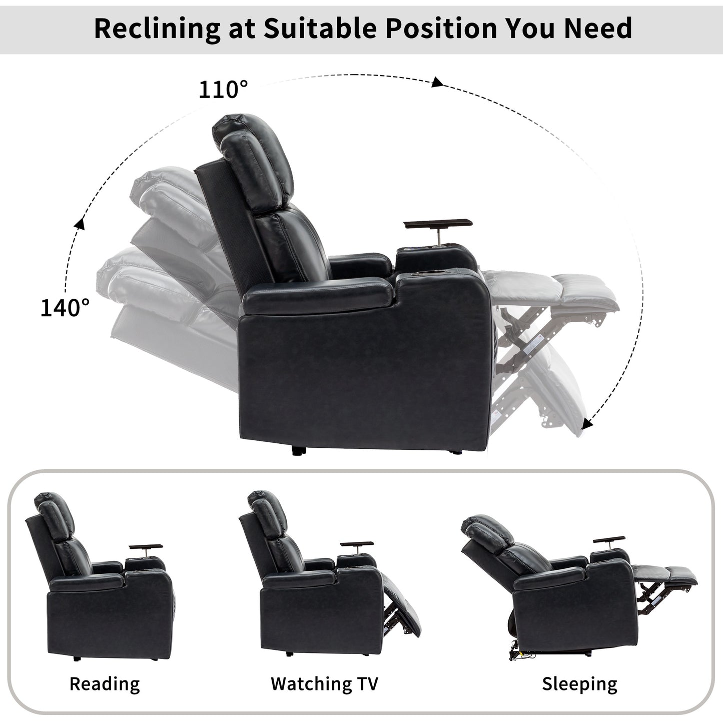 1st Choice Theater Recliner with 360° Swivel Tray Table