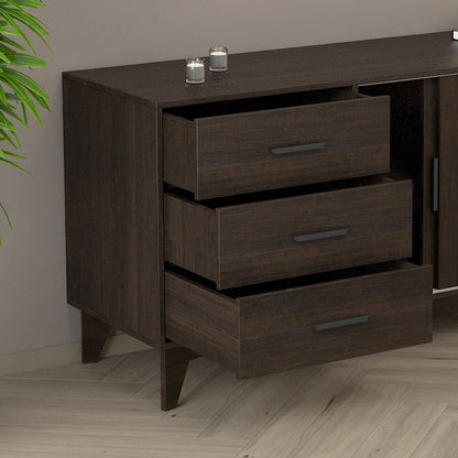 1st Choice TV Stand with Sliding Doors and Drawers in Dark Brown