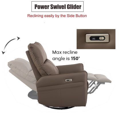 1st Choice Power Swivel Rocker Recliner Chair Sofa with USB Ports