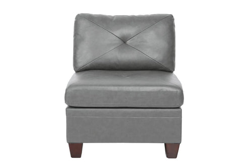 1st Choice Genuine Leather Grey Color Tufted 6pc Modular Sectional Sofa Set