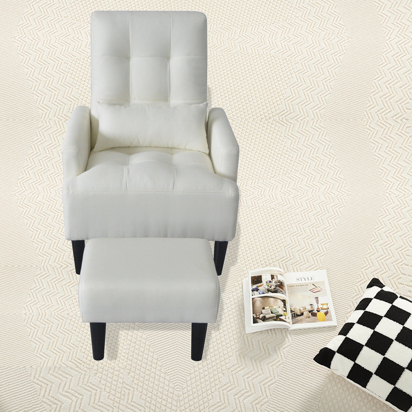 1st Choice Modern Design Cream White Recliner Soft Cozy Sofa Chair
