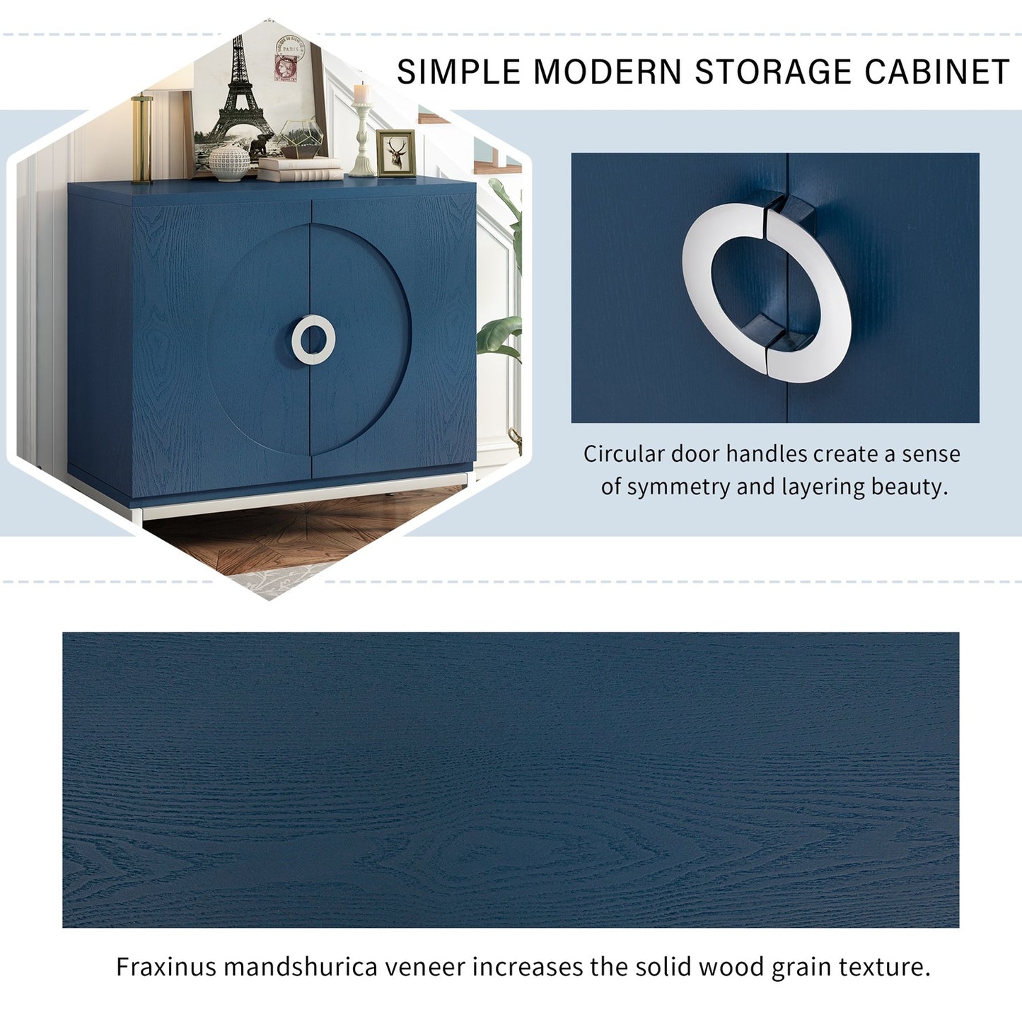 1st Choice Modern Navy Storage Cabinet with Adjustable Shelves