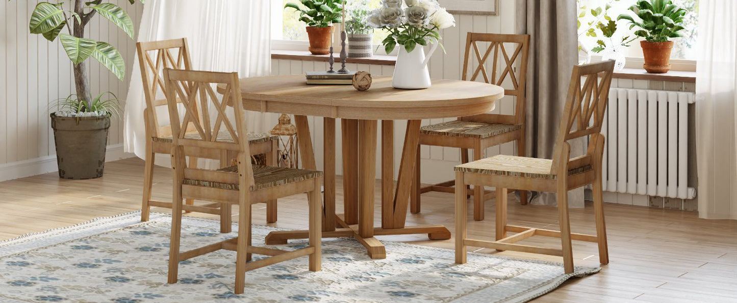 1st Choice 5-Piece Dining Table Set with 4 Cross Back Dining Chairs