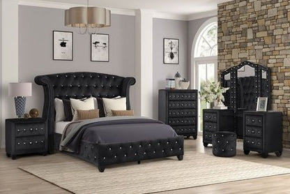 1st Choice Sophia Upholstery Queen Size Bed Made With Wood in Black
