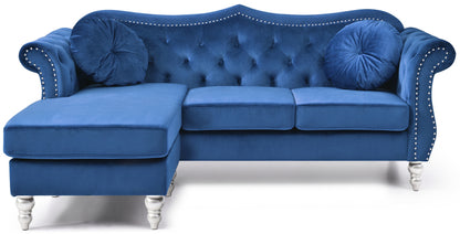 1st Choice Modern Glory Furniture Hollywood Sofa Chaise in Navy Blue