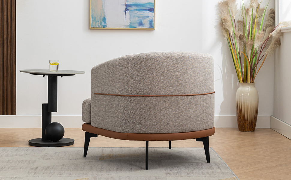 1st Choice Modern Two-tone Upholstered Round Armchair in Burnt Orange