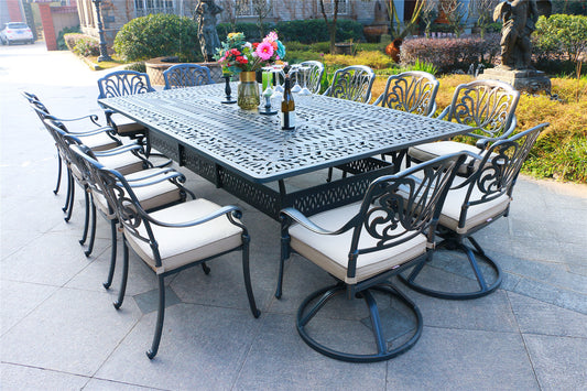 Rectangular 12 - Person 108' Long Aluminum Dining Set with Cushions