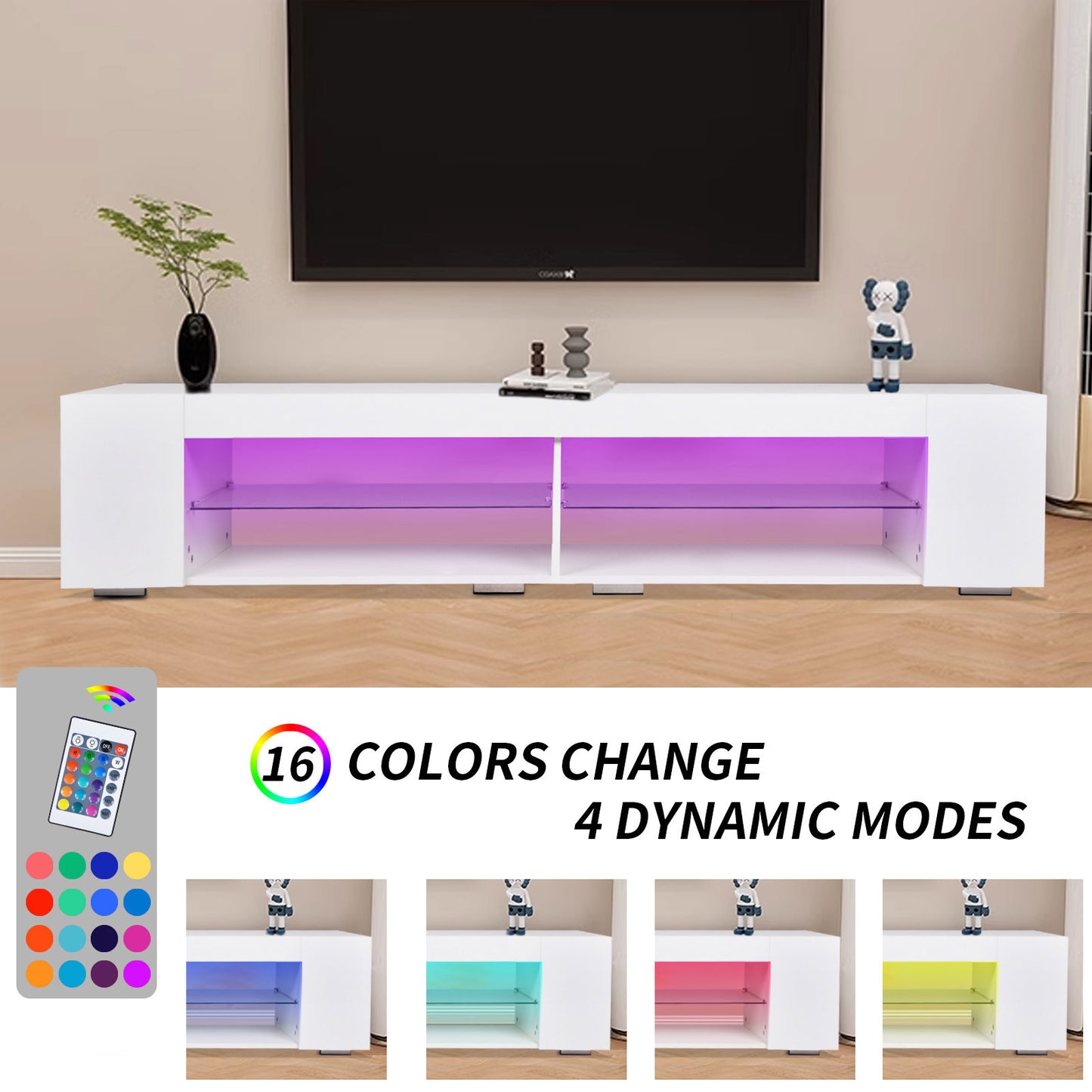 1st Choice LED TV Stand Modern Entertainment Center Cabinet in White