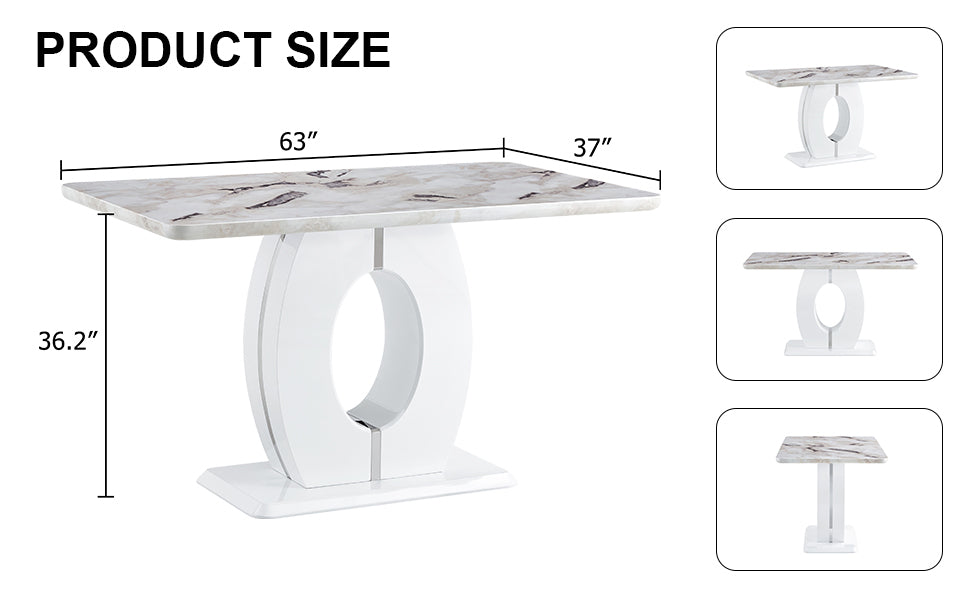 1st Choice Sleek White Marble-Effect Table