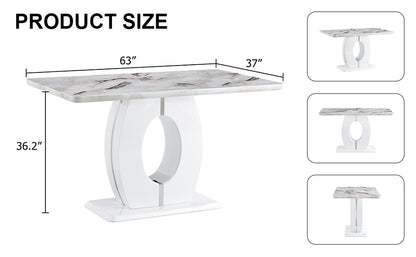 1st Choice Sleek White Marble-Effect Table