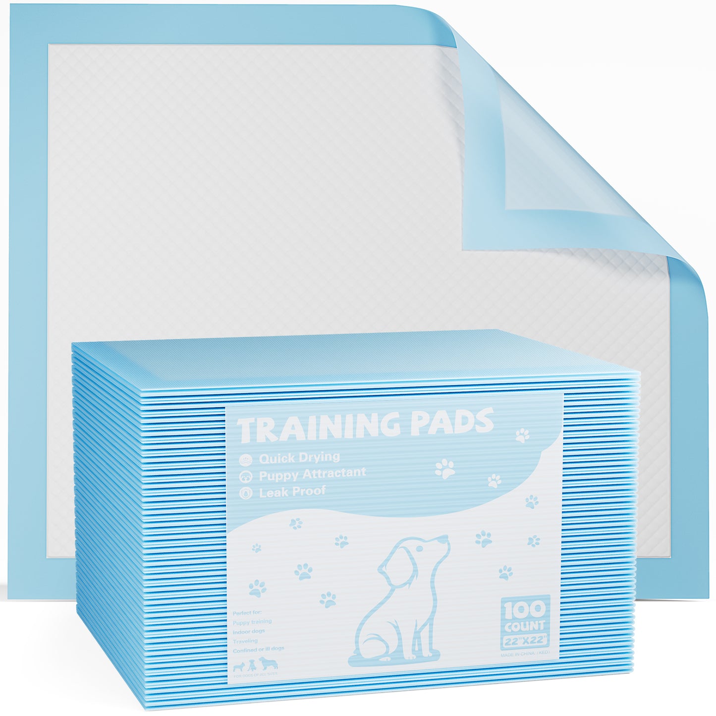 Disposable Dog Training Pads,22'x22' Ultra Absorbent Leak-Proof Quick-Drying Pet Pee Pads for Small to Large Dogs and Puppies Indoor Use, 100 Count