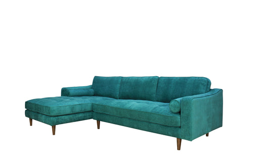 1st Choice Contemporary Luxurious Laf Sectional in Turquoise