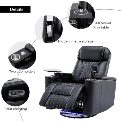 1st Choice 270° Power Swivel Home Recliner Seating With Hidden Arm Storage