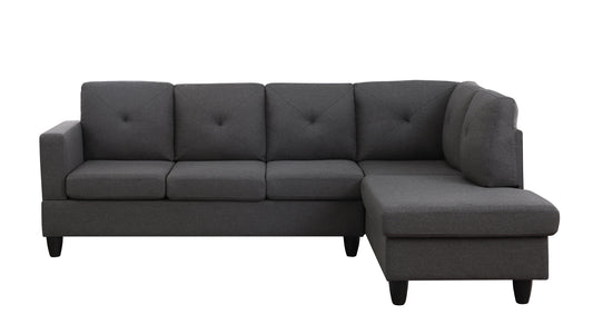 1st Choice Santiago Dark Gray Linen Sectional Sofa with Right Facing Chaise