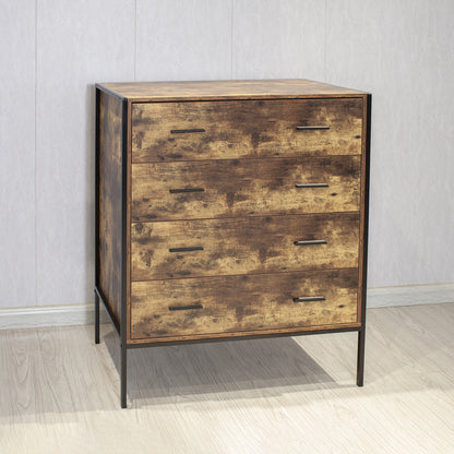 1st Choice Modern Industrial Style 4 Drawer Dresser in Rustic Brown