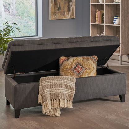 1st Choice Modern Stylish Storage Fabric Ottoman in Gray Finish