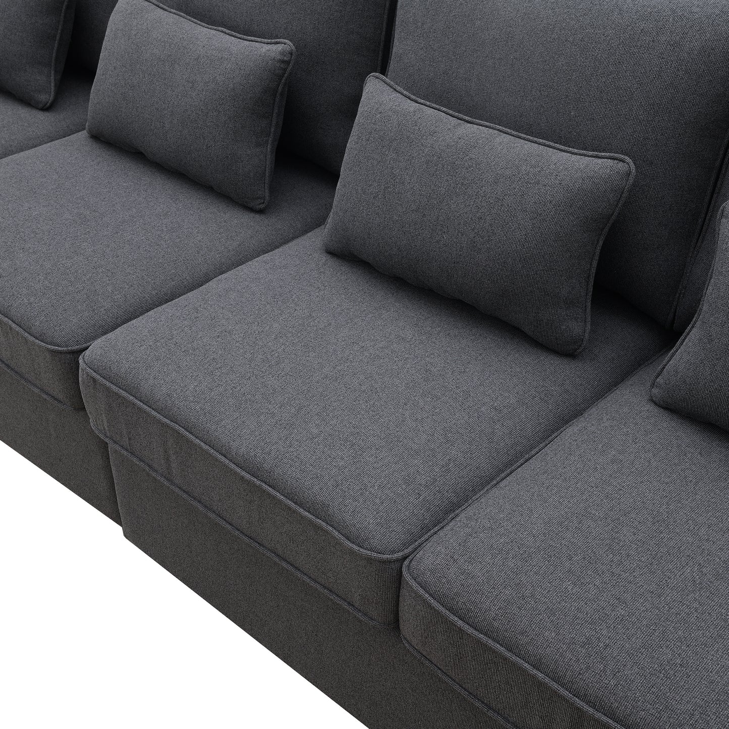 1st Choice 4-Seater Linen Fabric Sofa with Armrest Pockets and 4 Pillows