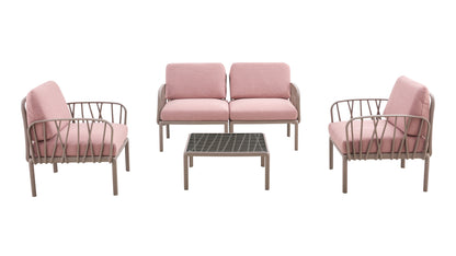Patio indoor/ outdoor garden  sofa set plastic base with soft cushion Weather waterproof chair Sectional Furniture for Balcony Garden Pool Lawn Backyard morden design sitting room sofa set