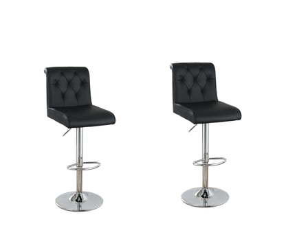 1st Choice Adjustable Barstool Gas lift Chair Black Tufted Chrome Base - Set of 2