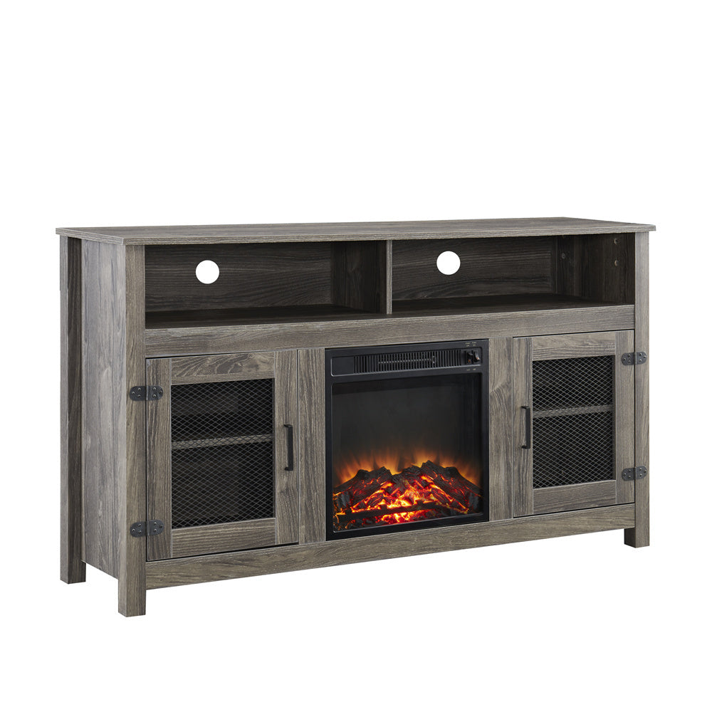 1st Choice Modern Farmhouse TV Stand with Electric Fireplace Fit up to 65" in Grey